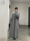 Mutedance 24 Autumn and Winter Collarless Buttoned Belt Long Coat MD-MD24FW19-GRAY MD24FW19 MD24FW20
